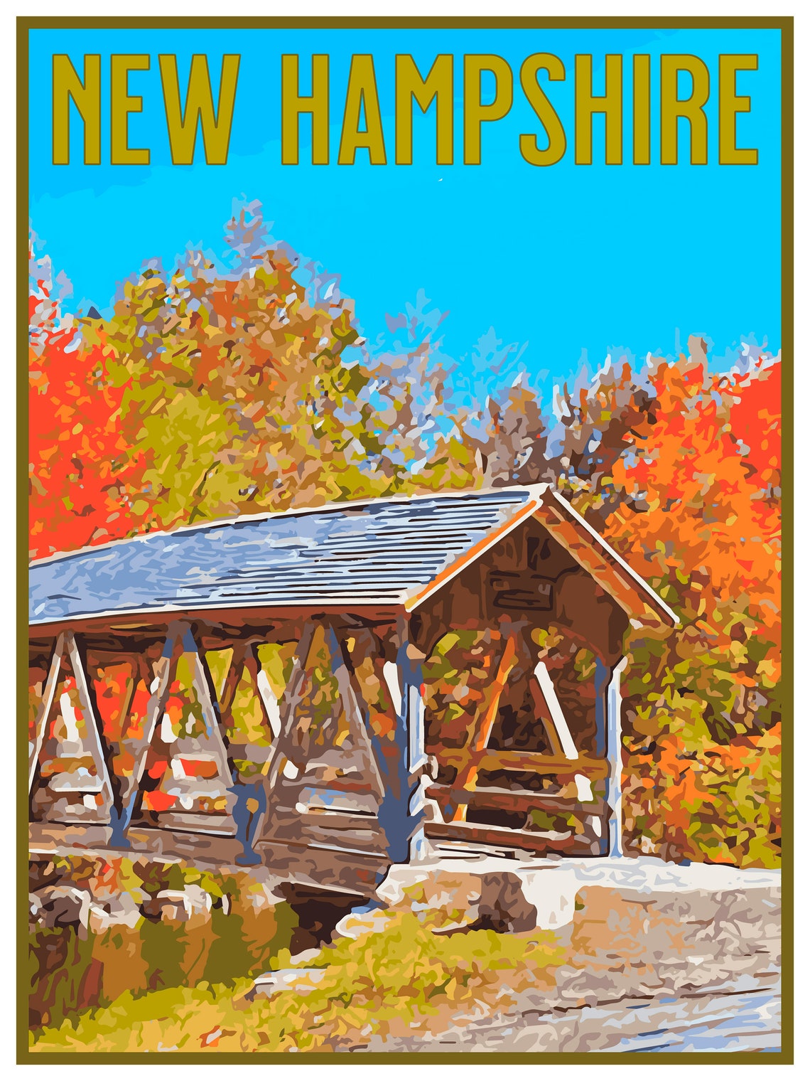 New Hampshire Travel Poster Vintage Style Posterhome Wall - Etsy