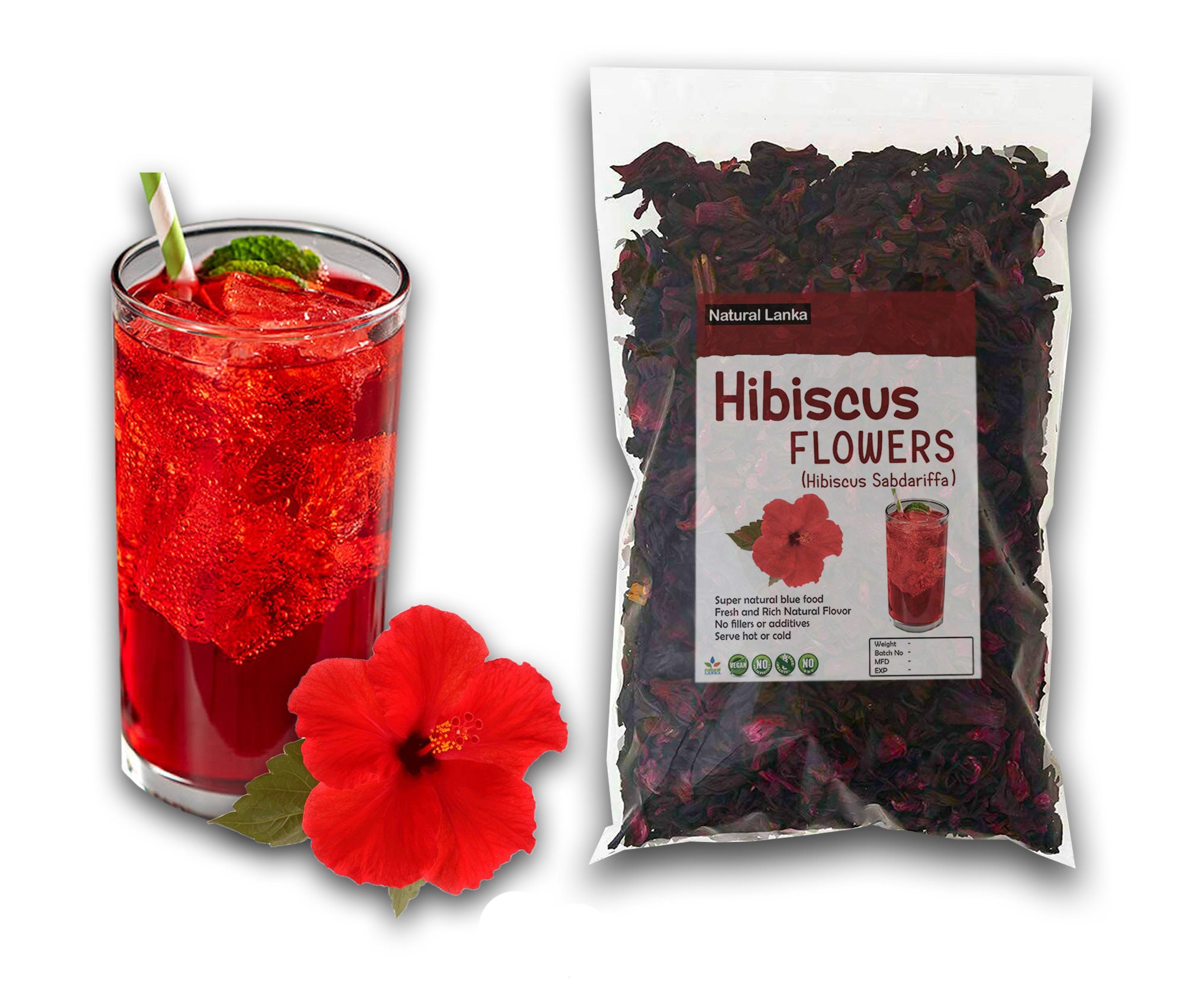 Hibiscus Flowers, Organic Dried Hibiscus, Hibiscus Sabdariffa, Premium  Organic Hibiscus 
