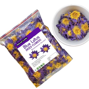 100% Organic Egyptian Blue Lotus Flowers • Nymphaea caerulea • No Additives, Pesticides, or Chemicals • Blue Lotus Dried Flower