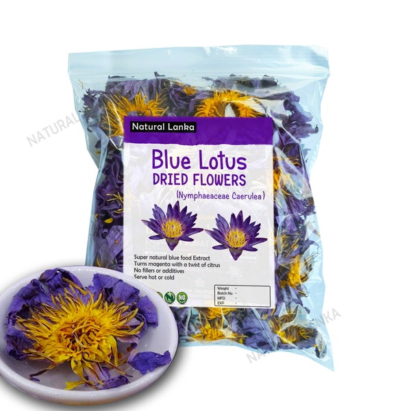 30g Egyptian Blue Lotus Flowers (Nymphaea Caerulea) 100% Organic ~ Whole Flowers and Crushed Flowers ~ Nymphaea caerulea