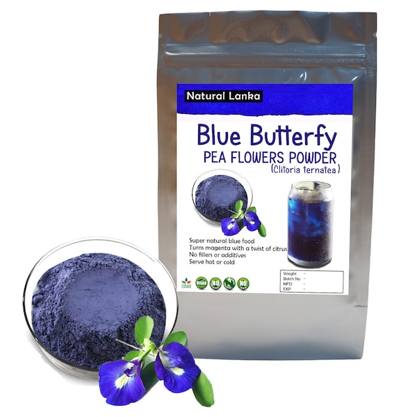 Thé aux pois papillon en poudre | Tisane Clitoria ternatea/boisson bleue aux herbes naturelles bio/thé bleu aux herbes NON_GMO