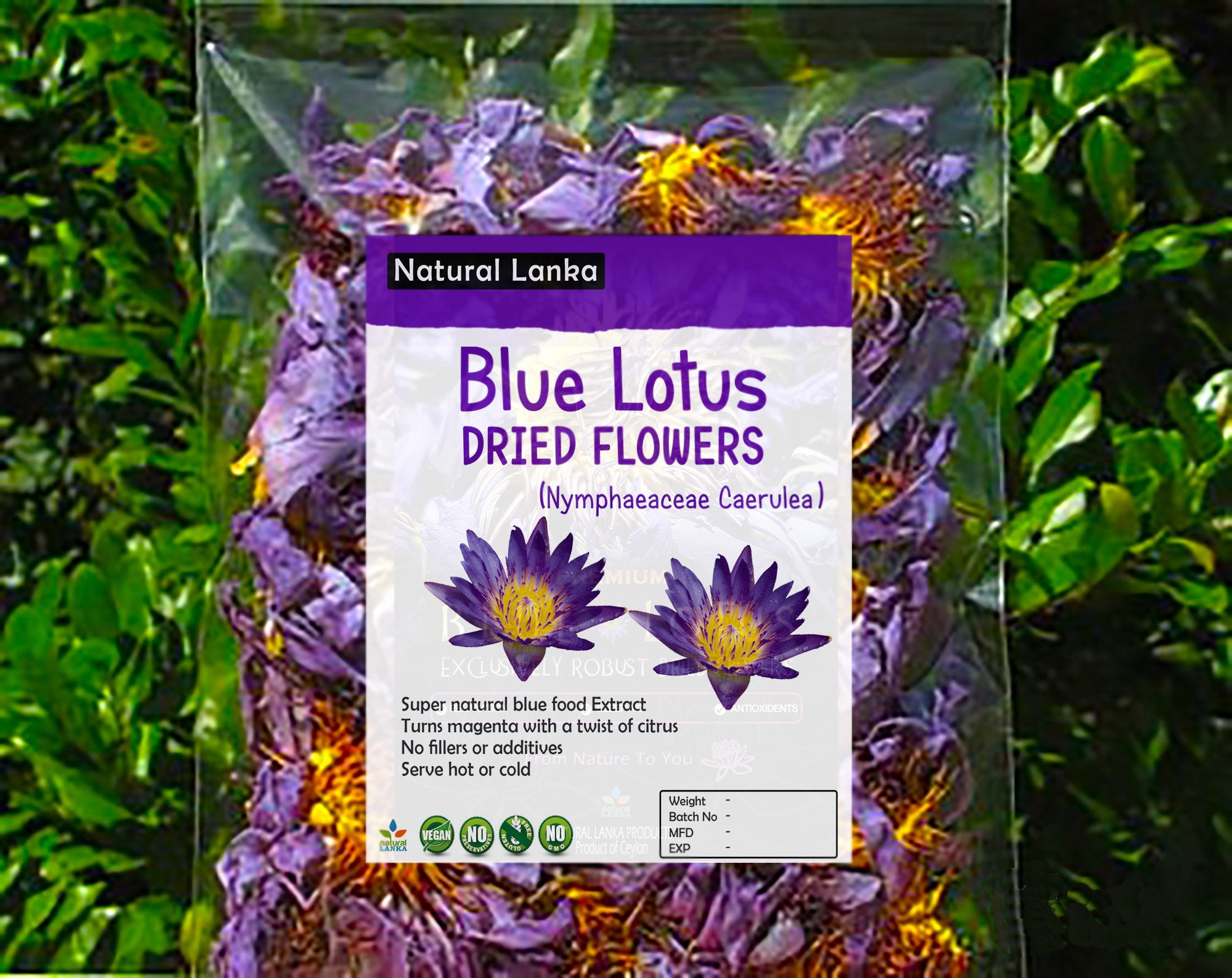 プレミアムオーガニックドライブルーロータスフラワー 1000g