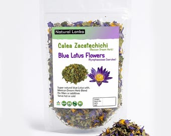 Egyptian Blue Lotus Flowers with Calea Zacatechichi Blend | Lucid Dreaming | Mexican Dream Herb and Nymphaea caerulea | Organic Herb Tea