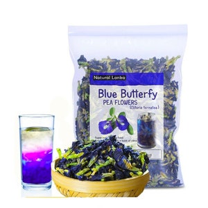 Tè al fiore di pisello farfalla biologico al 100% Clitoria ternatea Tisana / Bevanda blu alle erbe naturale biologica pura / Tè blu alle erbe NON OGM