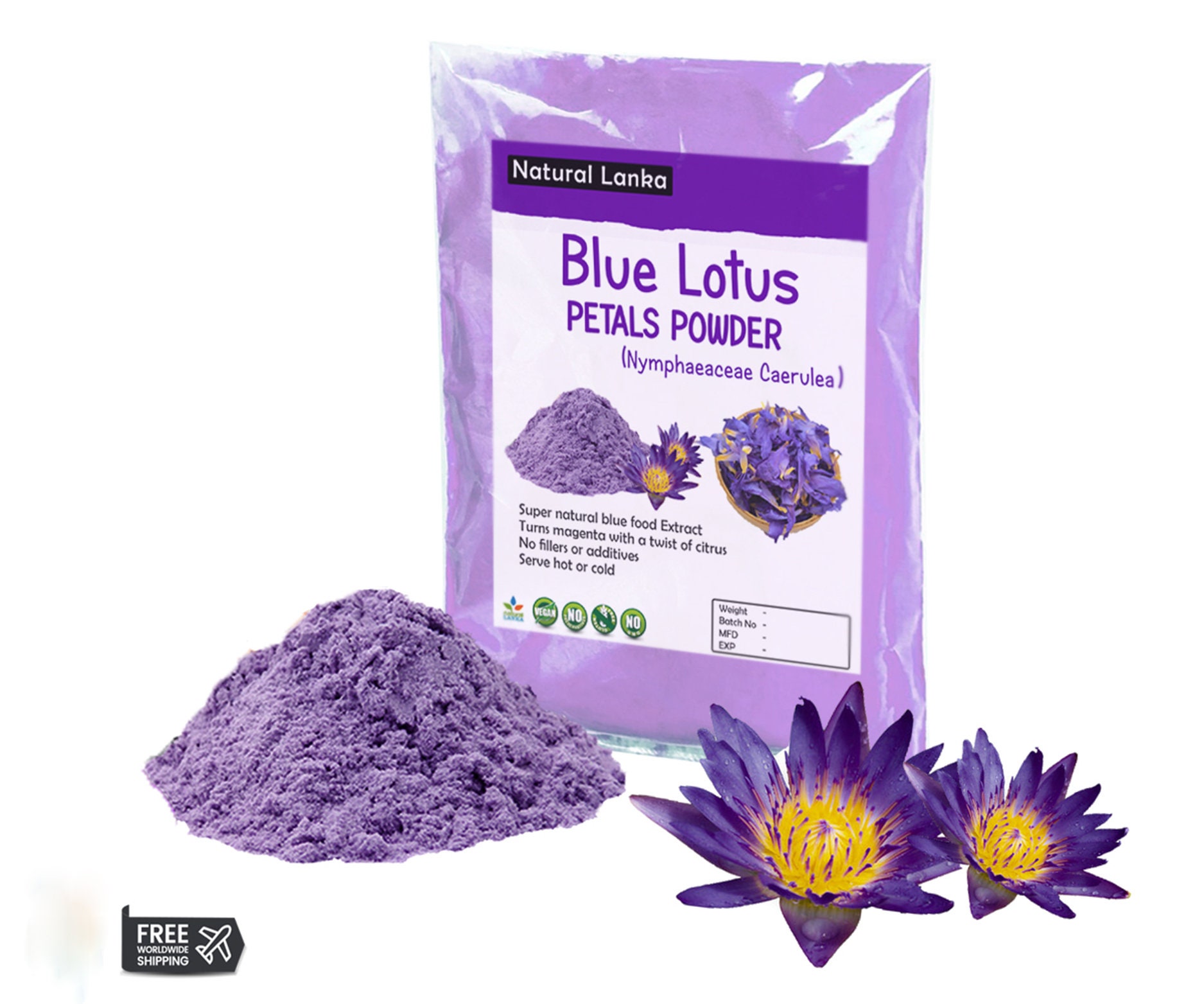 ブルーロータス（Nymphaea caerulea）パウダー 15ｇ Egyptian Blue Lotus Petals Powder • 100% Organic • Nymphaea