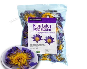 50g Organic Blue Lotus Flowers (Nymphaea Caerulea) Egyptian ~ Whole Flowers and Crushed Flowers ~ Nymphaea caerulea