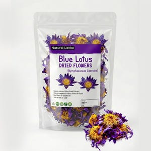30g Egyptian Blue Lotus Flowers (Nymphaea Caerulea) 100% Organic ~ Whole Flowers and Crushed Flowers ~ Nymphaea caerulea