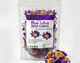 30g Egyptian Blue Lotus Flowers (Nymphaea Caerulea) 100% Organic ~ Whole Flowers and Crushed Flowers ~ Nymphaea caerulea