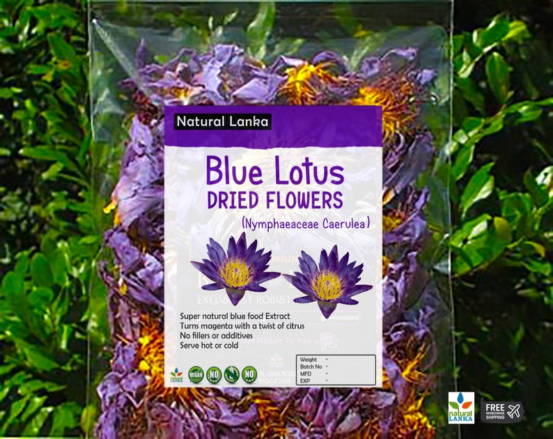 50g Organic Blue Lotus Flowers Nymphaea Caerulea Egyptian Whole Flowers and Crushed Flowers Nymphaea caerulea image 7