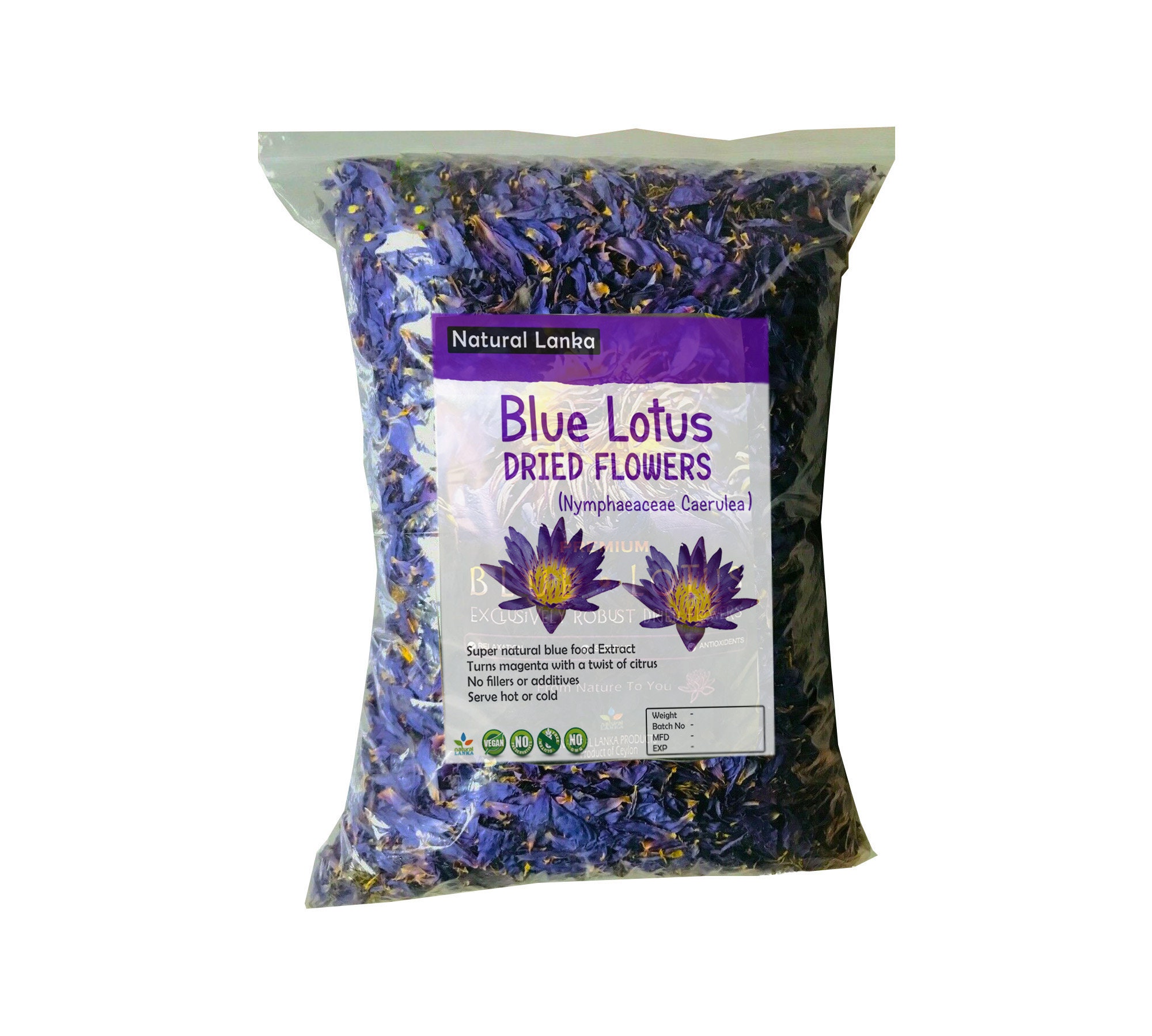 100%オーガニックブルーロータスNymphaea Caeruleaフラワー