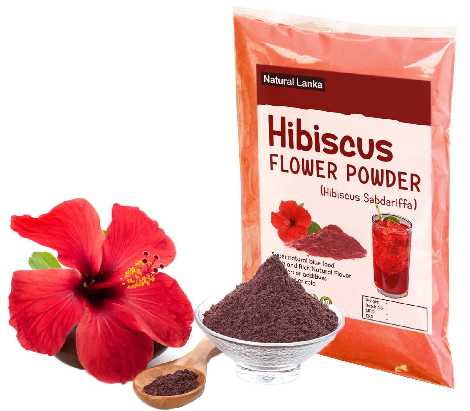 Organic Hibiscus (Hibiscus Sabdariffa) Dried Flowers Herbal Tea