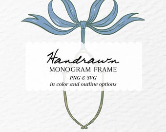 Hand Drawn Ribbon Crest Illustration, Crest Monogram, Ribbon Crest Stationery Monogram, PNG SVG Instant Download