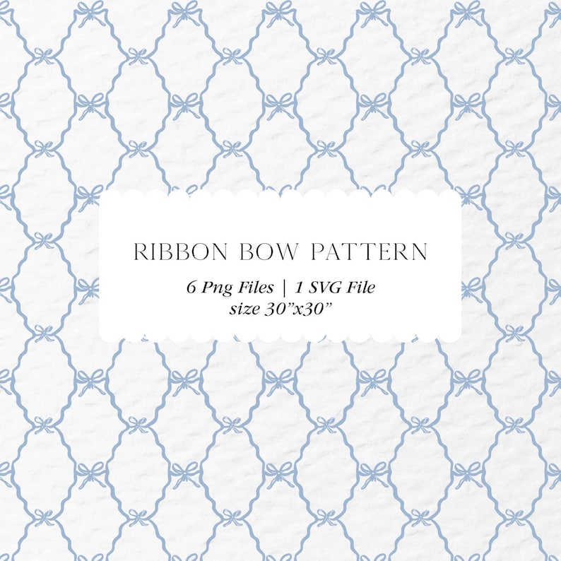 Bow Ribbon Pattern Watercolor DIY Clipart Cottage Core Grandmillennial ...