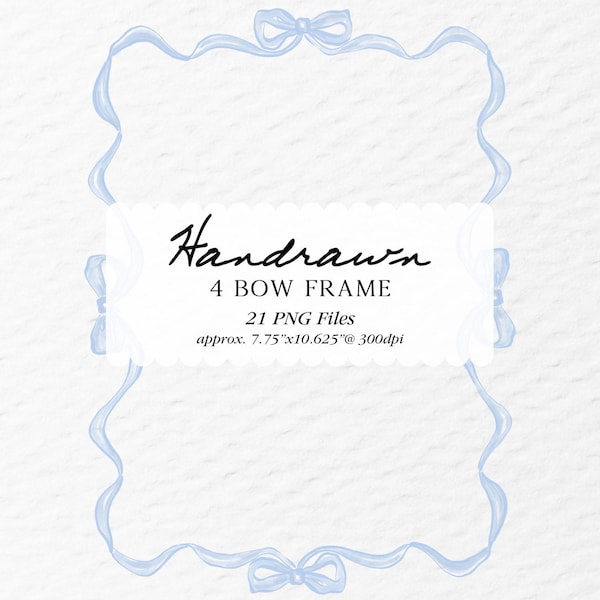Handgezeichnete Bogenrand-Rahmen-Illustration PNG, Gewellter Rand mit Schleife in PNG, Handgezeichneter Gekritzelrahmen, 4 Bogenrandset Sofortiger Download