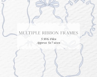 Hand Drawn Bow Border Frame Illustrations SVG, Bow Border Frame in SVG, Hand Drawn Doodle Frame, Squiggle Border Bow Set Instant Download