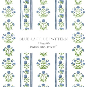 Fleurs bleu grand millénaire à rayures aquarelle Clipart Cottagecore papier peint festonné motif oeuvre mariage Clipart papier numérique