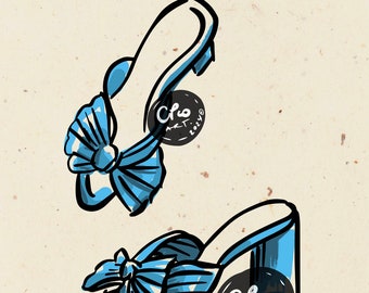 Wedding Shoe, Doodle Sketch Heart Cake, Loeffler Randall style shoe, Clip Art, Instant Download