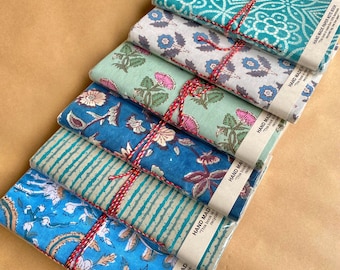 Cuaderno de tela hecho a mano - 5 x 7, tela estampada a mano, diseño bohemio, papel liso, cuaderno para escribir