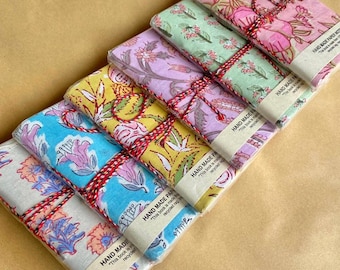 Cuaderno de tela hecho a mano - 5 x 3,5, tela estampada a mano, diseño bohemio, papel liso, cuaderno para escribir, regalo para artistas