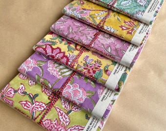 Cuaderno de tela hecho a mano - 5 x 7, tela estampada a mano, diseño bohemio, papel liso, cuaderno para escribir
