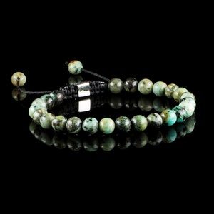 Pulseira de macramê turquesa africana, pulseira de 6 mm, pulseira masculina, presente para homens, pulseira de contas masculina minimalista, joias boho, pulseira masculina