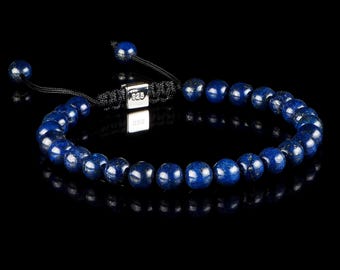 Lapis Lazuli Macramé bracelet, 6mm Bracelet, Mans Bracelet, Gift for Men, Minimal Mens Bead Bracelet, Christmas Gift, Blue Bracelet