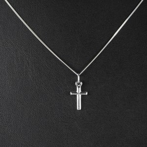 925 Sterling Silver Cross Charm Necklace on Curb Chain, Dainty Pendant Necklace, Minimal Cross Necklace, Gift for Her, Shipped in Gift Box