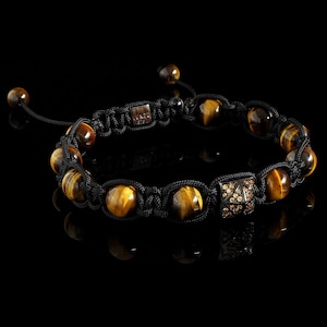 Yellow Tigereye + Diamonds Bracelet, Luxury Bracelet, Shamballa Jewelry, 925 Sterling Silver, Gift for Him, Premium Mens Bracelet, Tiger Eye