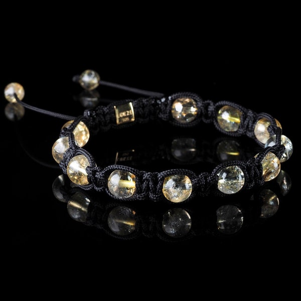 Bracelet citrine authentique pour hommes, bracelet citrine homme, bijoux Shamballa, bracelet jaune, cadeau d’anniversaire pour hommes, anniversaire, cadeau de la fête des pères