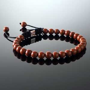 Red Jasper Macramé bracelet, 6mm Red Bracelet, Mans Bracelet, Gift for Men, Minimal, Mens Bead Bracelet, Christmas Gift, Natural Gemstones