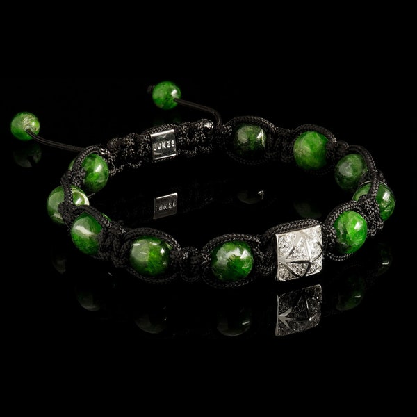 Chrome Diopside + Diamonds Bracelet, Bracelet de luxe, Bijoux Shamballa, Argent sterling 925, Bracelet vert, Cadeau pour lui, Bracelet Premium