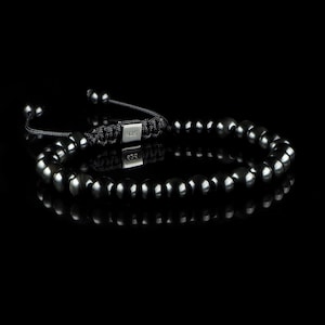 Black Obsidian Macramé bracelet, 6mm Bracelet, Mans Bracelet, Gift for Men, Minimal Black Mens Bead Bracelet, Obsidian Bracelet