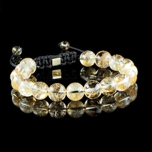 Citrien macramé kralenarmband, 10 mm minimale gele armband, spirituele edelsteen sieraden, natuurlijke citrien armband, helende armband