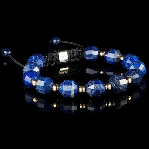 Unique Lapis Lazuli + Yellow Gold filled bracelet, Elegant Faceted Bracelet, Gift for Her, Gift for Him, Blue Bracelet, Faceted Royal Lapis