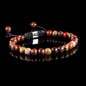 Apple Jasper Macramé bracelet, 6mm Bracelet, Mans Bracelet, Gift for Men, Minimal Mens Bead Bracelet, Beautiful Red Apple Jasper Bracelet