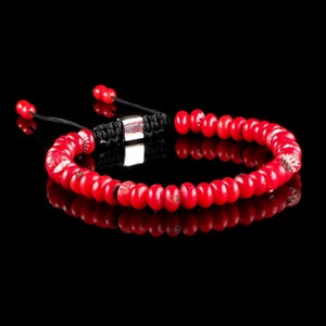 Coral Bracelet, Natural Coral Gemstone Bracelet, Real Red
