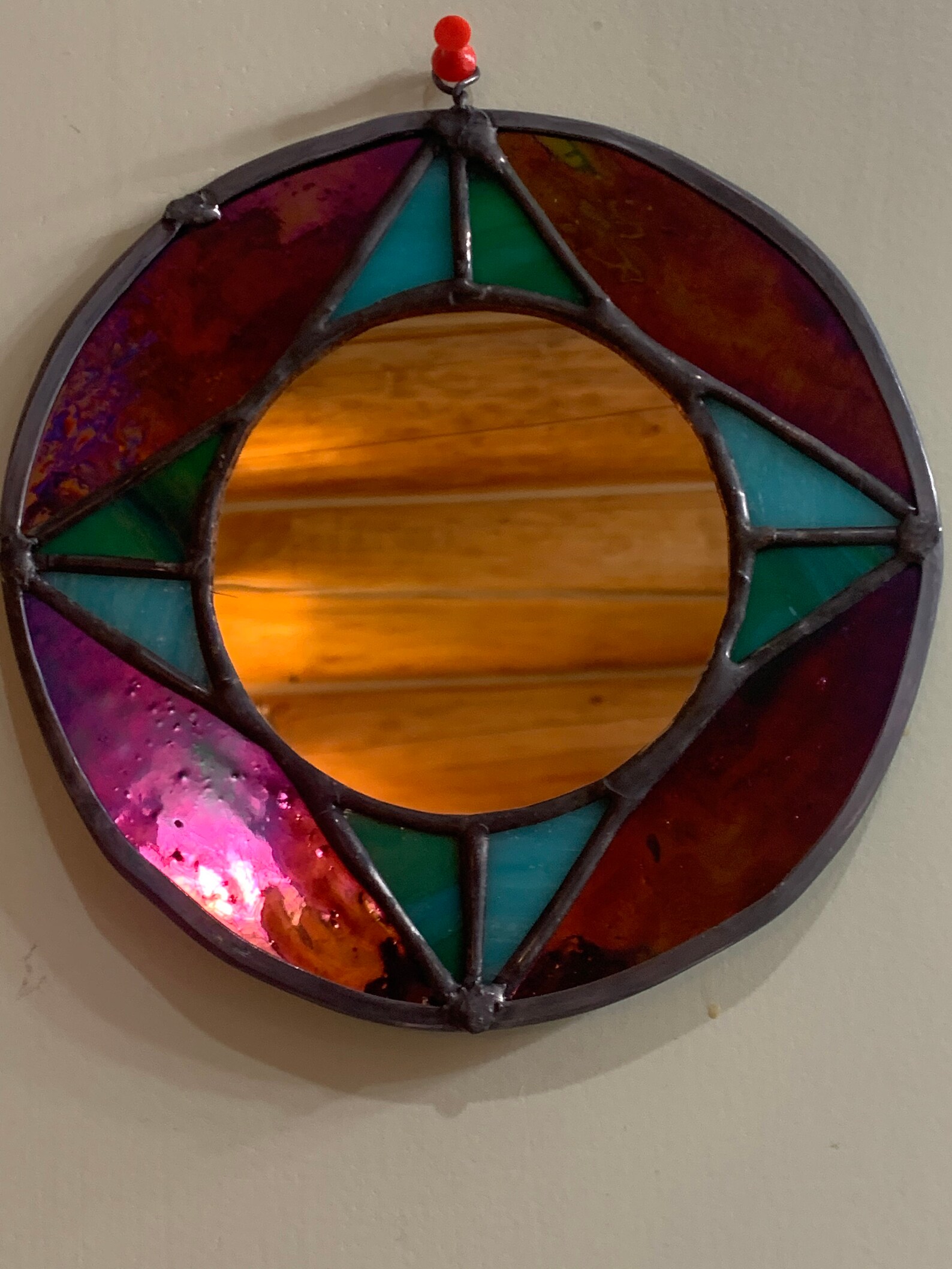 Iridescent Stained Glass Mirror Etsy