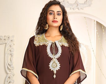 Brown Color Gorgeous & Good Looking Designer Kaftan for women takchita Arabian Islamic dresses