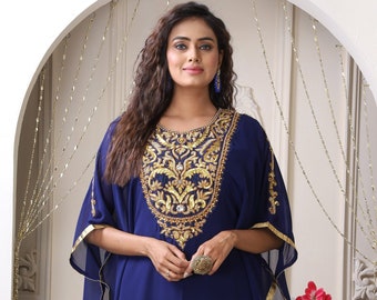 Dark Blue Color Elegant & Adorable Designer Kaftan for women takchita Arabic Wedding Dresses