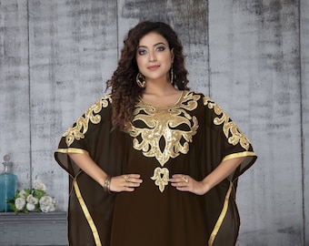 Brown Color Islamic Free Size Designer Kaftan for women moroccan caftan african wedding takchita dresses