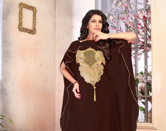 Brown Color Free Size Georgette Kaftan for women moroccan caftan african wedding takchita dresses