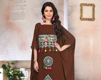 Brown Color Georgette Islamic Clothing for women moroccan caftan african wedding takchita dresses