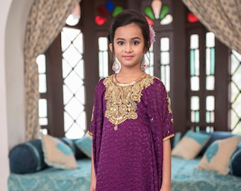 Violet Color Free Size Designer Kids Kaftan takchita dresses