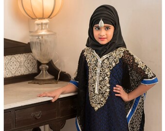 Black and Blue Color FreeSize Kids Kaftan takchita dresses