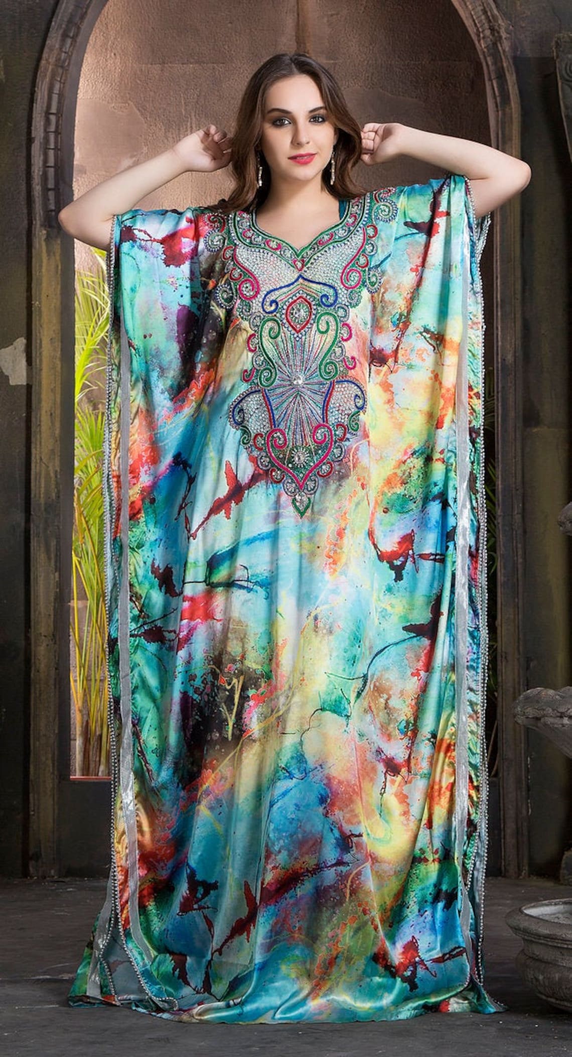 Multi Color Classic Handmade Designer Kaftan for Women Etsy