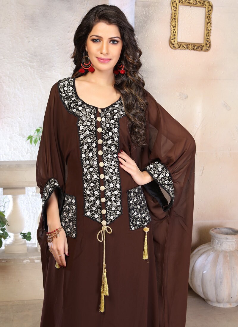 Brown Color Designer Kaftan for women moroccan Etsy