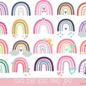 20 Rainbow SVG Rainbow Clipart Svg, Rainbow Cut File Nursery Svg Rainbow Clipart Bundle Svg Png para Cricut for Silhouette Instant Download
