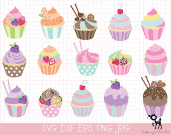 Cupcake Clipart, Dessert Vector, Bakery PNG SVG EPS, Cricut Files