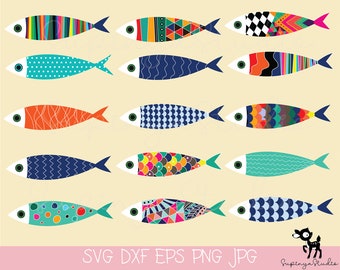 Fish Border Pattern, Fish SVG ,colorful fish , Fish Shape ,Instant Download