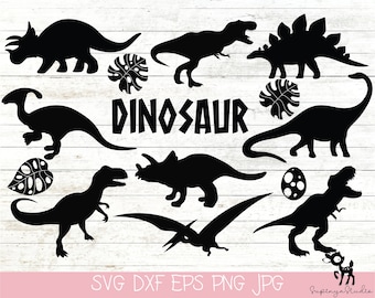 Dinosaur Svg Bundle Dinosaur Clipart T-Rex Svg Cute Dinosaur Svg For Cricut Files  Dinosaur Silhouette Instant Download